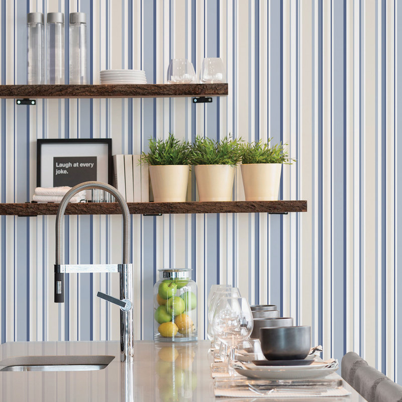 Dweck 10m x 52.8cm Matte Wallpaper Roll, Blue/Cream