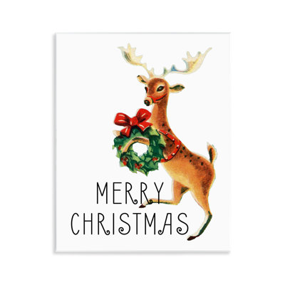 «Merry Christmas Reindeer», art mural sur bois par Kim Allen