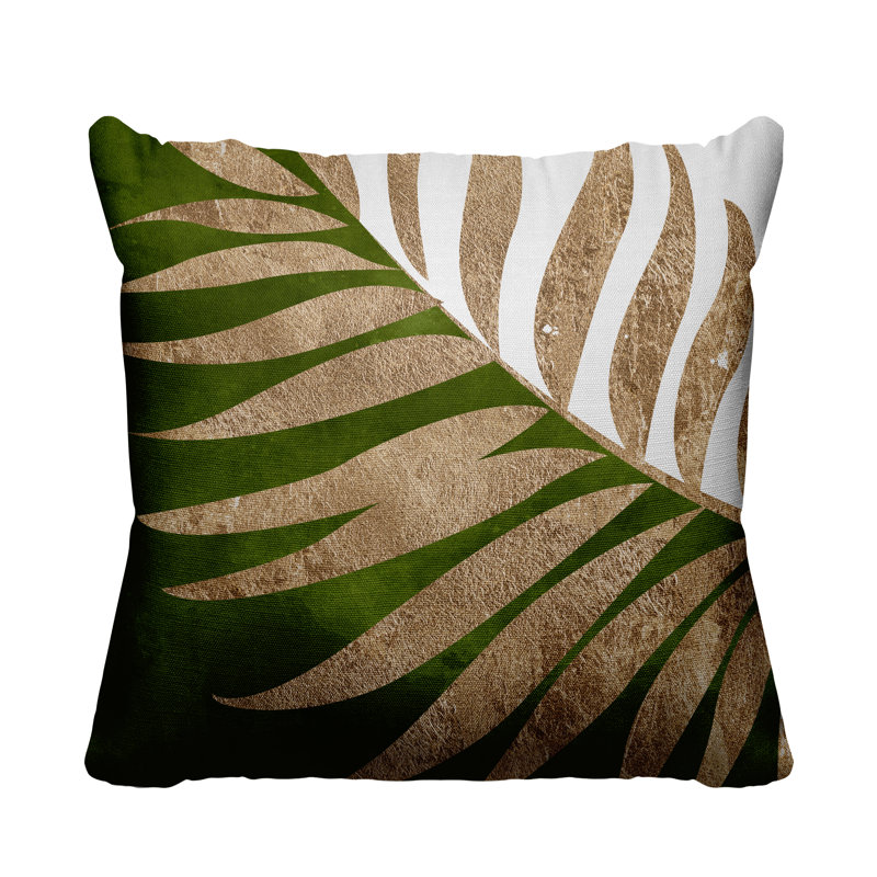 Floral Outdoor Reversible Throw Pillow, 15W" x 15H", Chertreuse/Gold/White