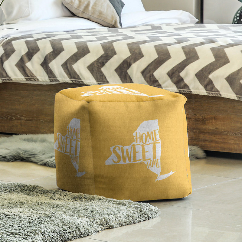 Repose-pieds cube new york home, Jaune