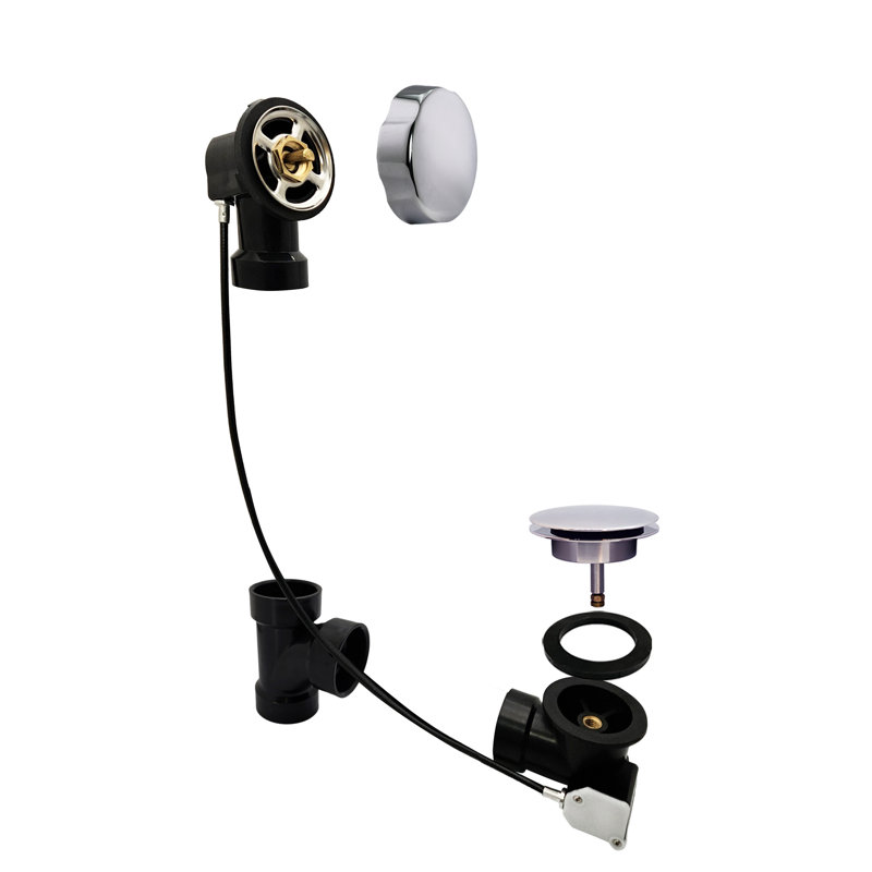 Garniture de drain de baignoire escamotable 27 "avec trop-plein rotatif et raccords en ABS Sch. 40, Chrome poli