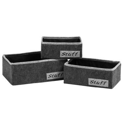 3 Piece Stuff Storage Cardboard and Felt Basket Set