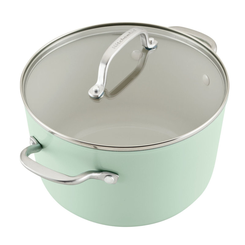 KitchenAid Hard Anodized Ceramic Nonstick Cookware Pots and Pans Set, 10 Piece, Pistachio