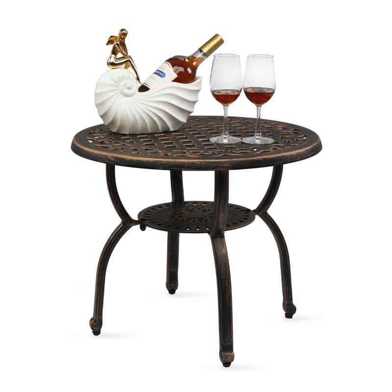 Kirklan Round Metal Outdoor Side Table , 23.6'' in. W 23.6'' in. D