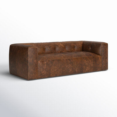 Wyat 92'' Full-Grain Genuine Italian Leather Square Arm Sofa -  Birch Lane™, F024B51B05D74878B5A2BCAF10FD0701
