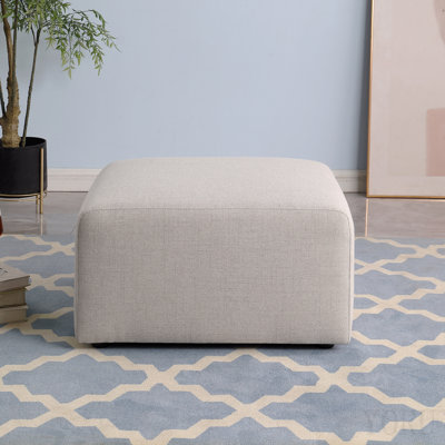 Sofa Ottoman, No Assembly Required, Beige Chenille Fabric 29.92" L × 29.92" W × 16.73" H (Length × Width × Height)