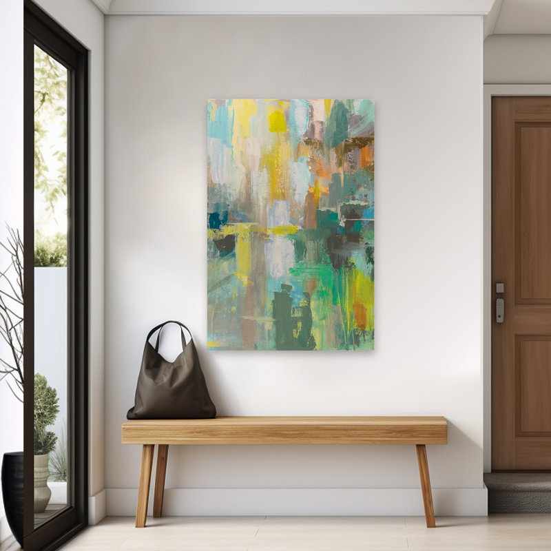 Art abstrait et reflet turquoise II, H 60 po x l 40 po