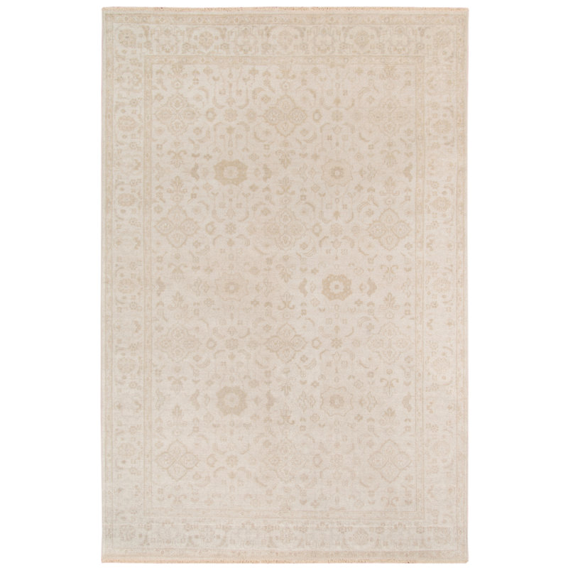 Ainsley Hand-Knotted Beige 2'x3' Rug, Rectangle 6' x 9'