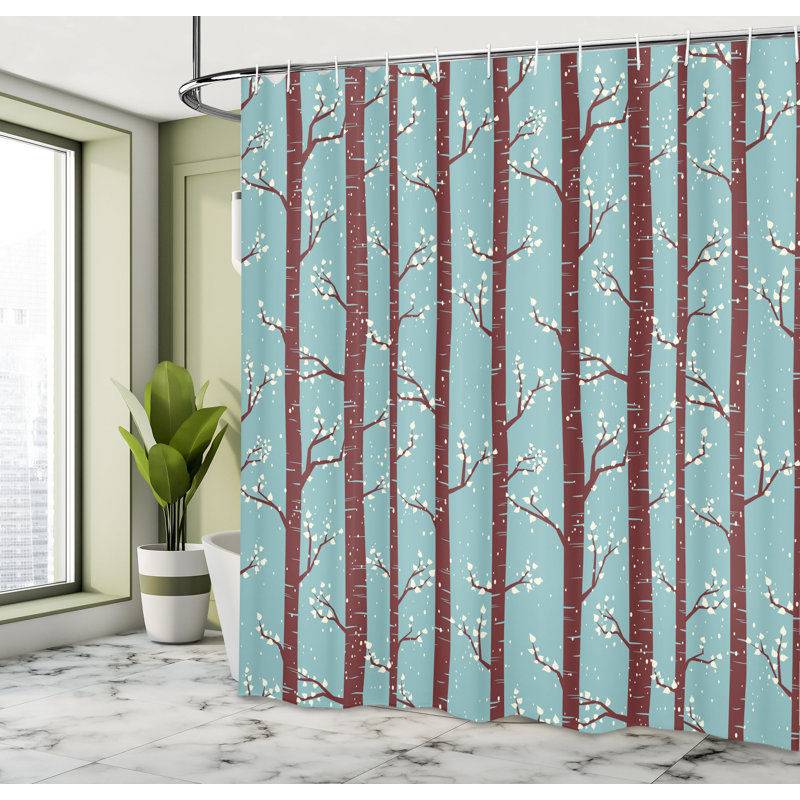 Dakota Fields Forest Shower Curtain Birch Tree Silhouettes, 70''H x 69''W