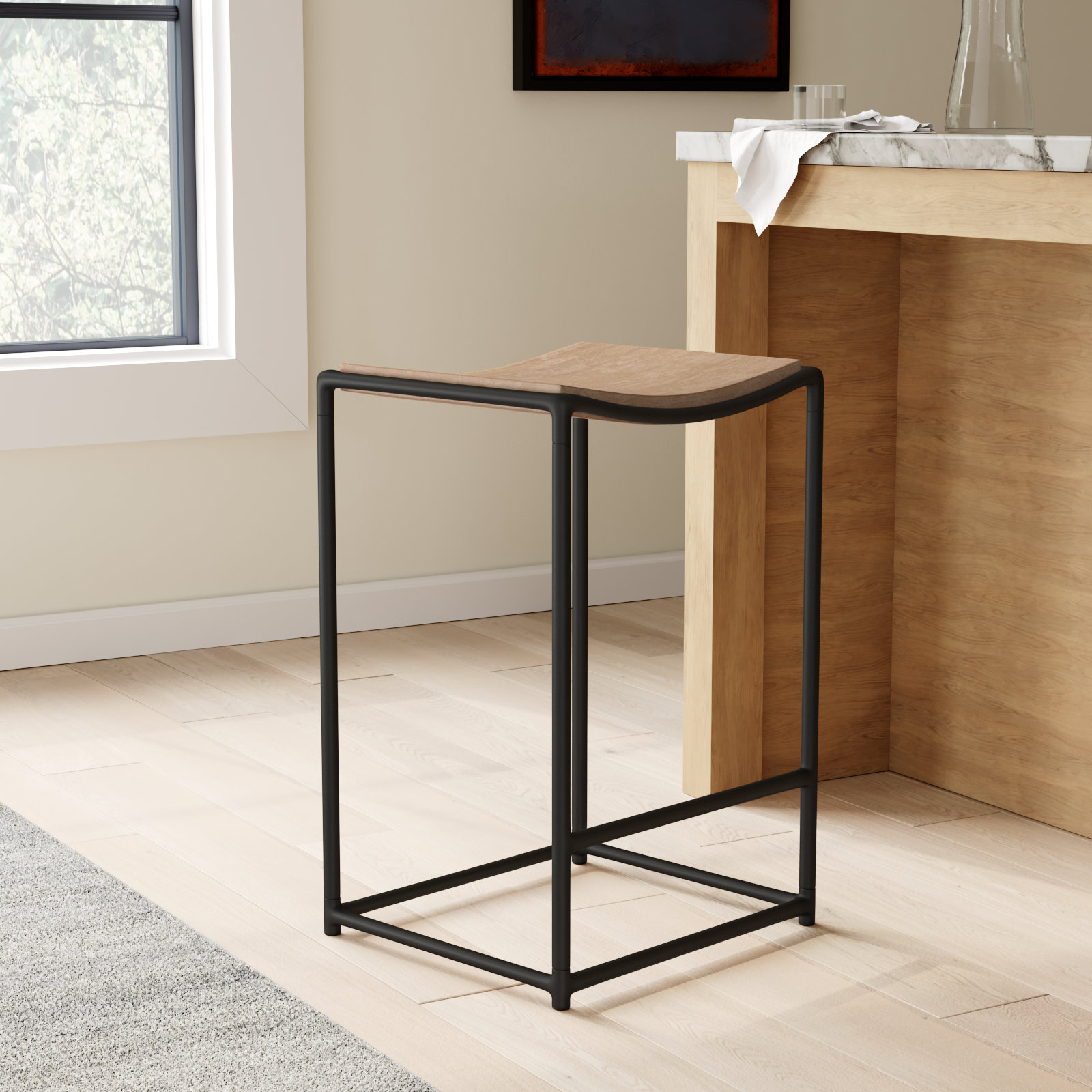 Galina 26" Bar Stool, Light Brown