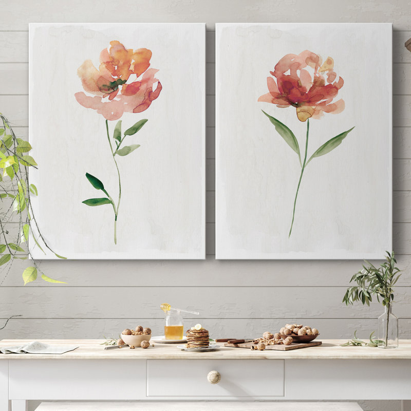 Happy Bloom I - ensemble de 2 reproductions d'art, Pas de tapis, H 48 po x l 72 po x P 1 po, Toile tendue