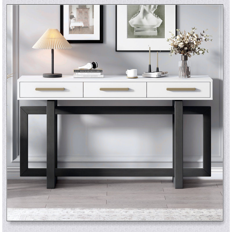 Elegant Console Table With Three Drawers, Extra Long Entryway Table For Hallways And Living Rooms, Durable And Stylish, White