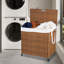 Lidded Laundry Hamper With Removable Bags, Pe Rattan Design, Powder-coated Frame For Clothes Storage-108297350-108297351