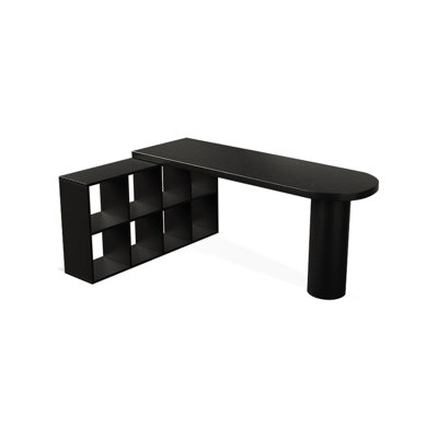 Black L-Shaped Solid Wood desk