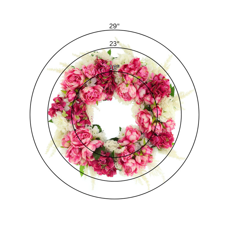 30" Peony, Hydrangea And Astilbe Wreath
