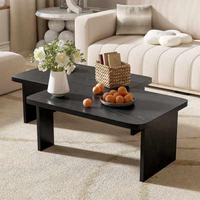 Table basse contemporaine, conception modulaire pour le salon, capacité de charge de 25 lb, pieds, table de processus d'assemblage simple, rectangulaire avec fonction d'épissage, solide et stable, installation facile