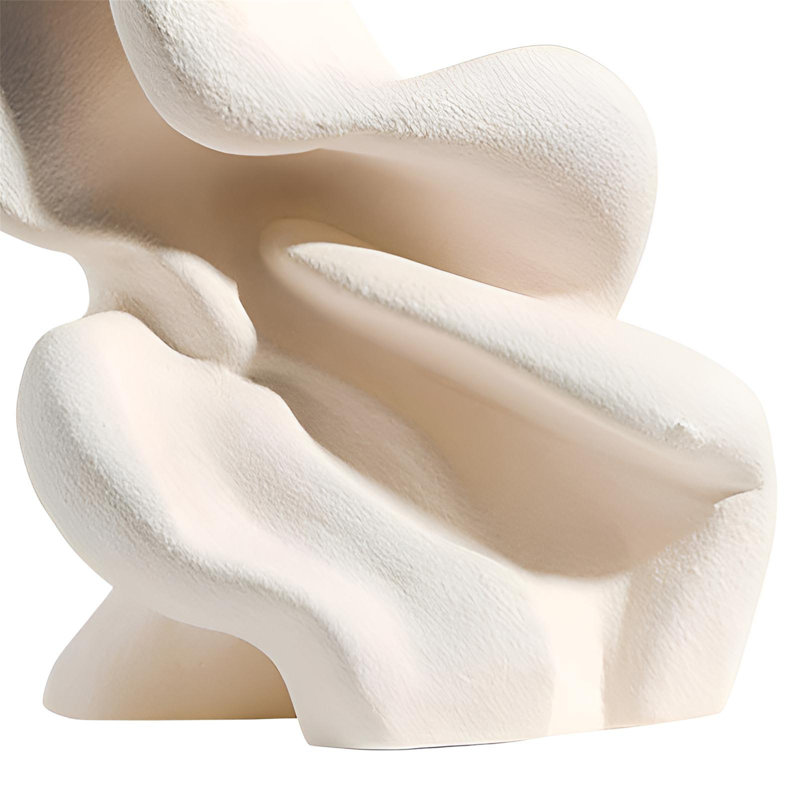 Élégante sculpture abstraite en céramique blanche