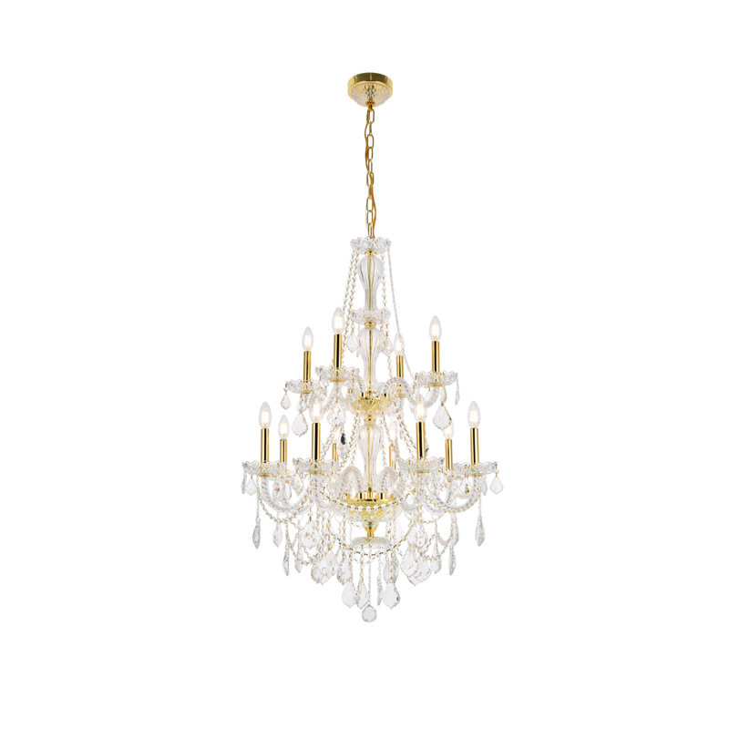 Lesli - Light Candle Style Tiered Chandelier, Gold, 12