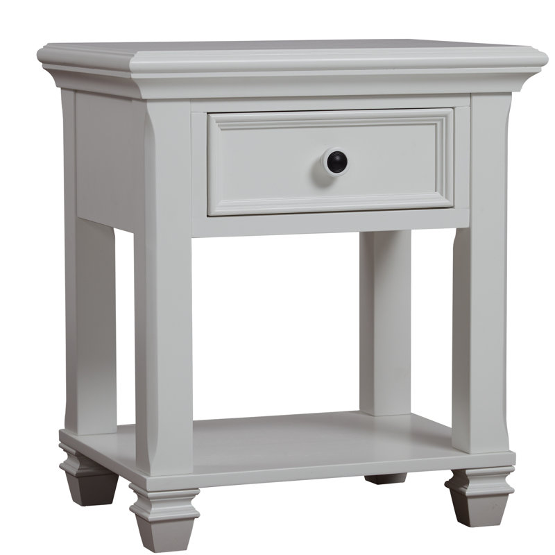 Table de chevet 1 tiroir Glendale, Blanc pur