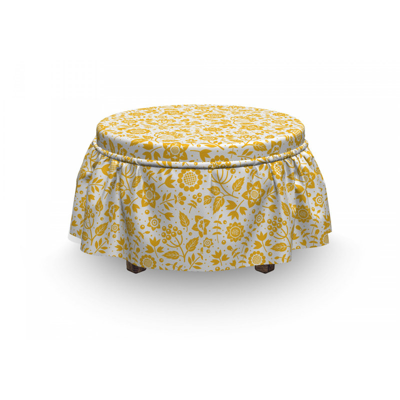 Ensemble de housse pour repose-pieds à coussins carrés 2 pièces fleur rustique nature