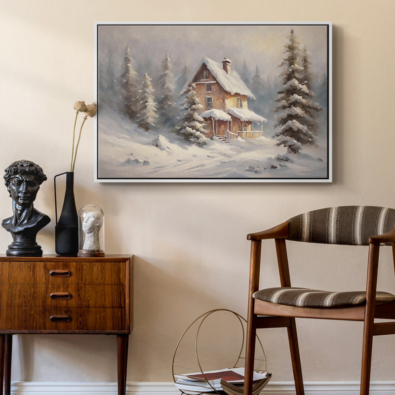 Paysage rétro CLCLV-III, H 25 po x l 37 po x P 2 po, Toile encadrée flottée blanche