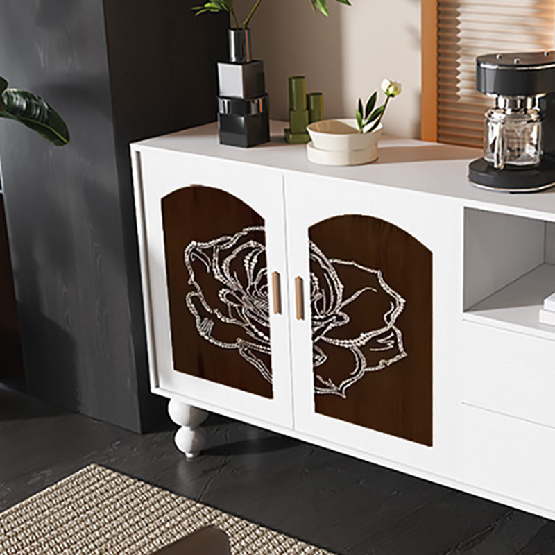 Buffet 59,1 po de style rétro, Blanc