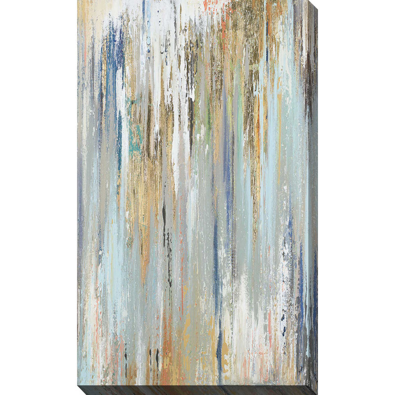 «Blue Gold Illusion» - peinture, L 18 po x H 30 po, Toile tendue