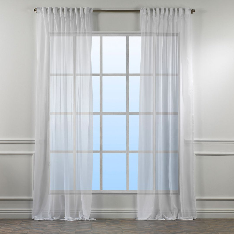 Extra Long & Extra Wide Chiffon Faux Silk Crep Curtain Panels, 280cm Width x 375cm Drop, White