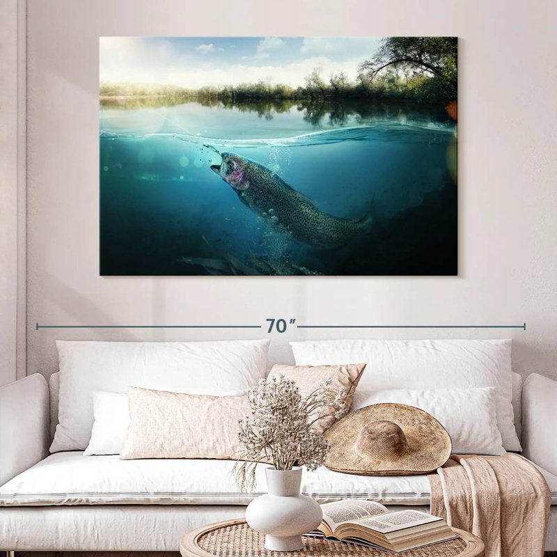 Fishing Underwater Scene, 34" H x 51" W