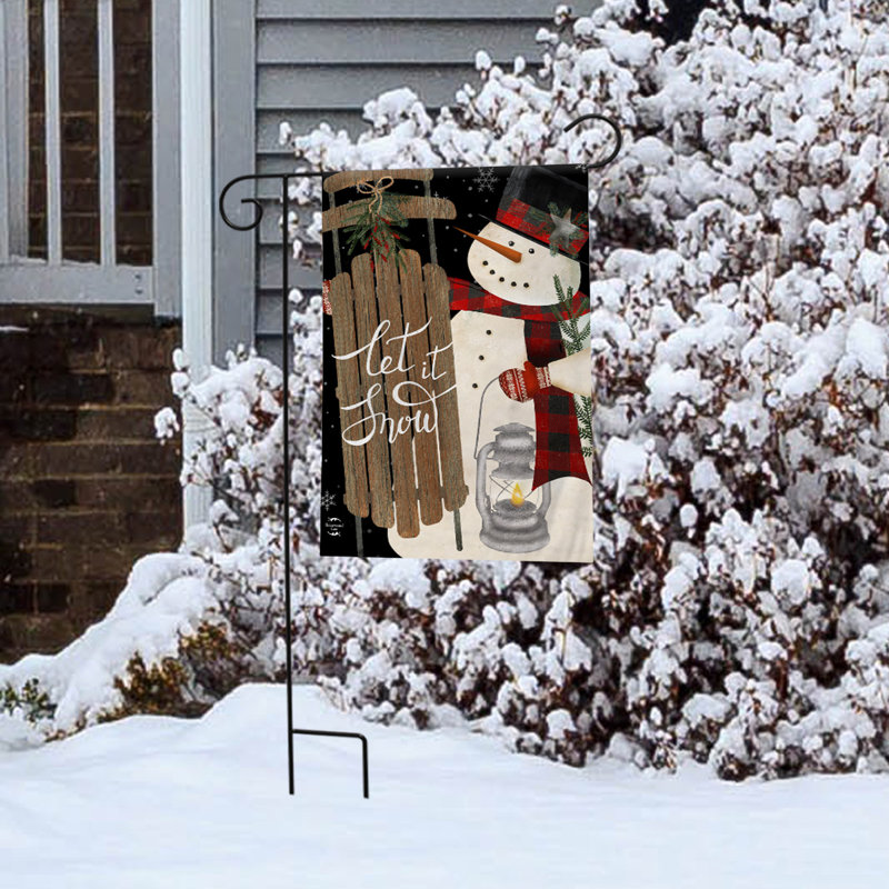 Snowman And Sled Garden Flag
