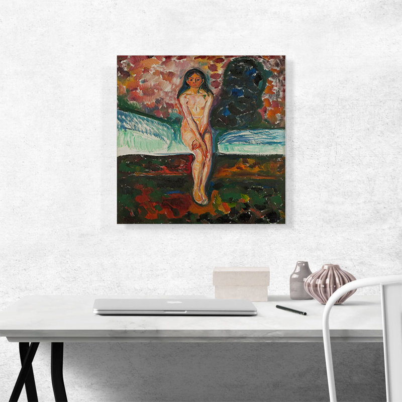 "La puberté 1916" par Edvard Munch, reproduction d'art sur toile tendue, H 18 po x l 18 po x P 0,75 po