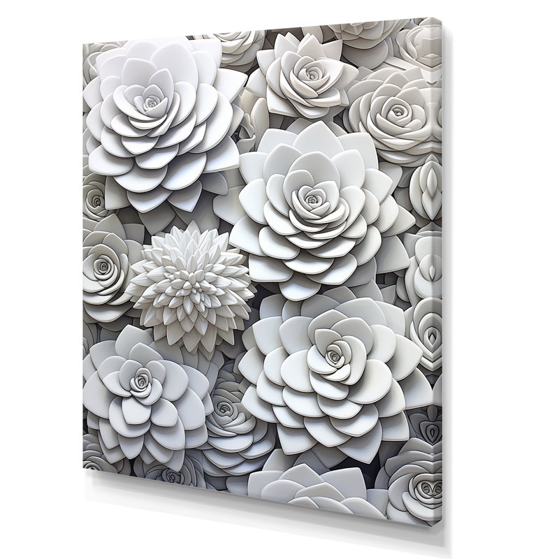 Minimalisme noir et blanc succulent, Toile tendue, H 20 po x l 12 po x P 1 po