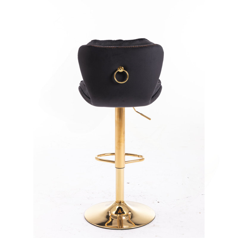 Tabourets de bar, avec repose-pieds chromé et base pivotante à hauteur réglable en velours mécanique et tabouret de bar simple