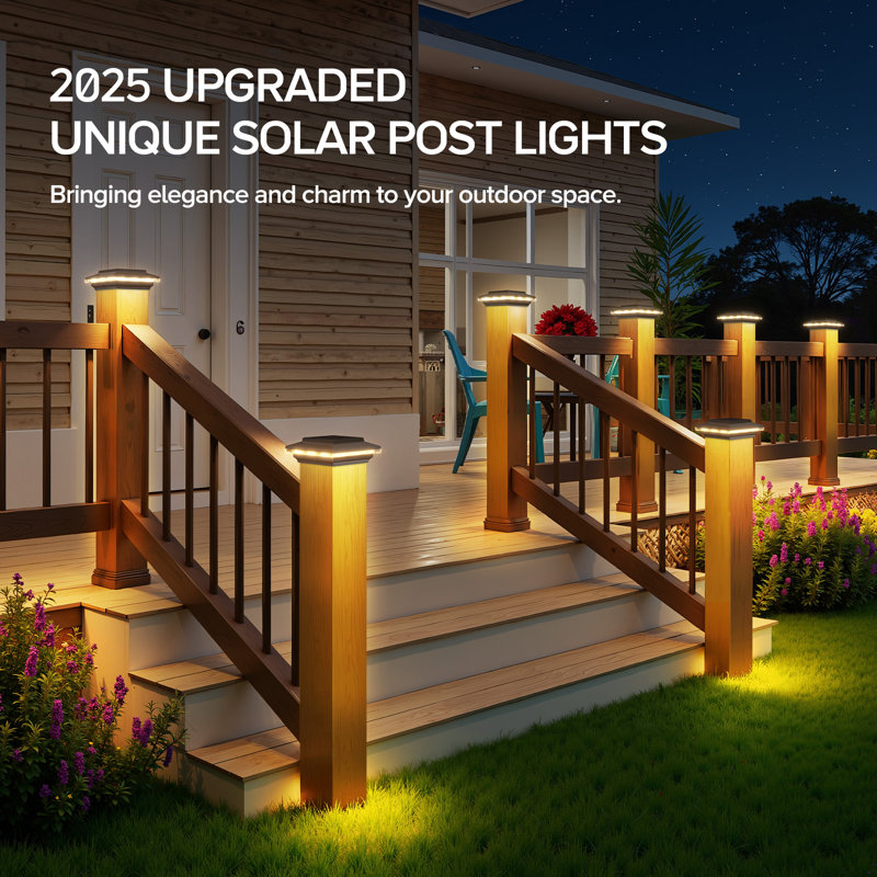 4x4 Solar Post Cap Lights Upgraded, Brighter And Extended Beam To Light Post Fence Deck With Warm/white Lights, Waterproof Outdoor Posts Solar Lights For Patio Porch Vinyl/wooden Posts