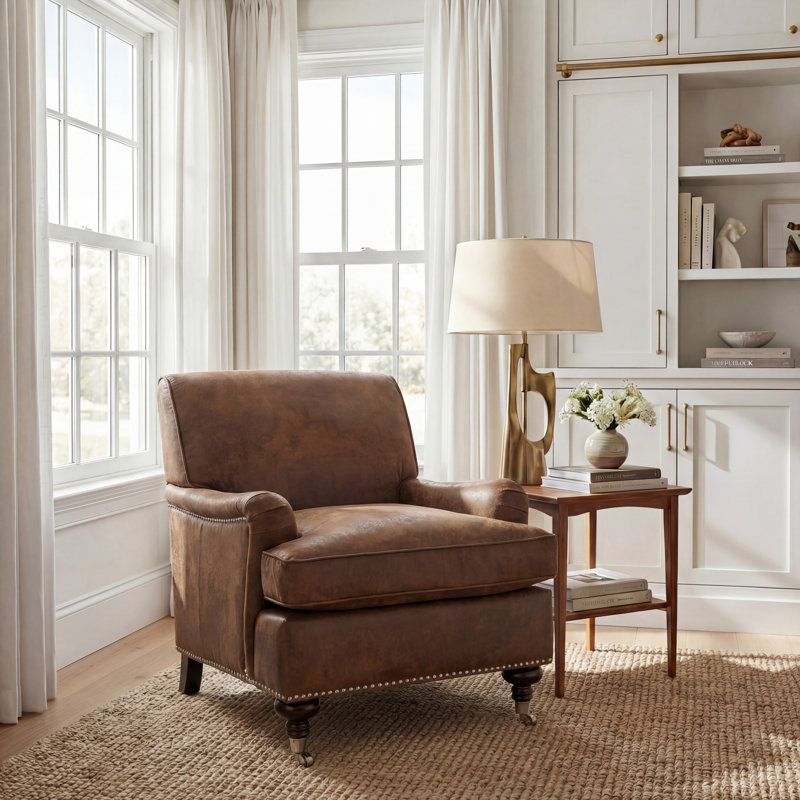 Chaise d'appoint Elegant Henn, Brown Faux Leather