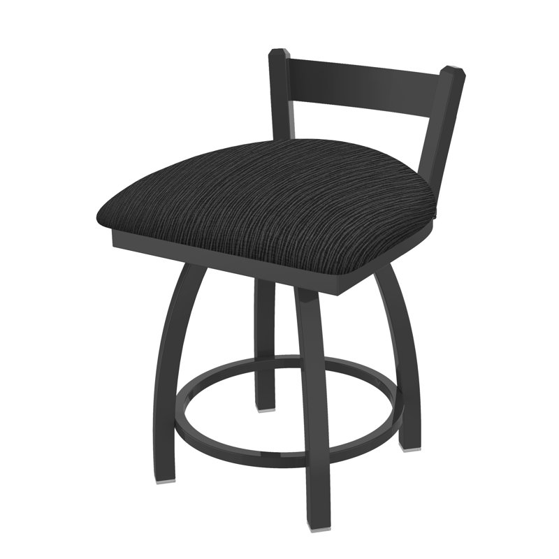Tabouret de coiffeuse en métal Catalina, Étain, Tissu graphique charbon