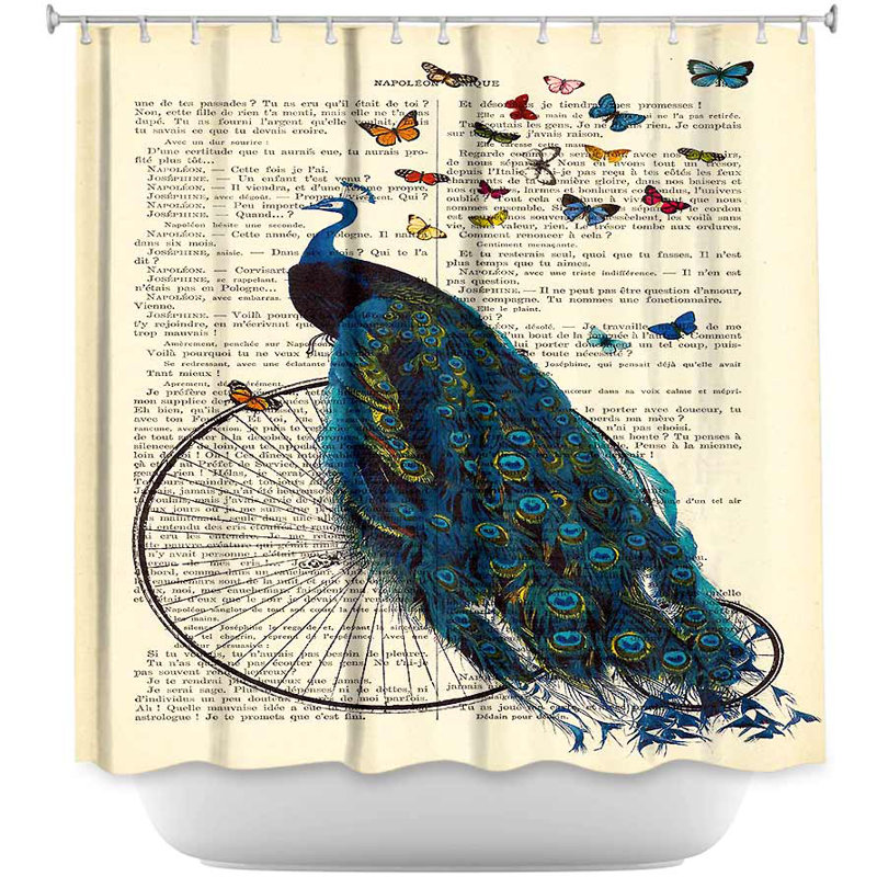 Rideau de douche simple à bicyclette peacock papillons