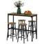 Homcom bar table set for 4, industrial high top table with bar stools, 5-piece small kitchen table and chairs for pub, dining room, rustic brown - stylish and space-saving