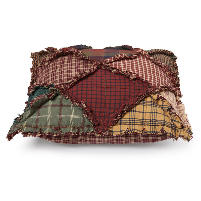 Rustic Multicolor Cotton Patchwork Square Throw Pillow