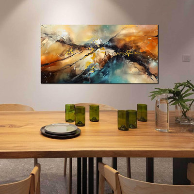 Toile abstraite, art mural pour chambre à coucher - décoration murale de salon moderne prête à être suspendue, taille 24 po x 48 po