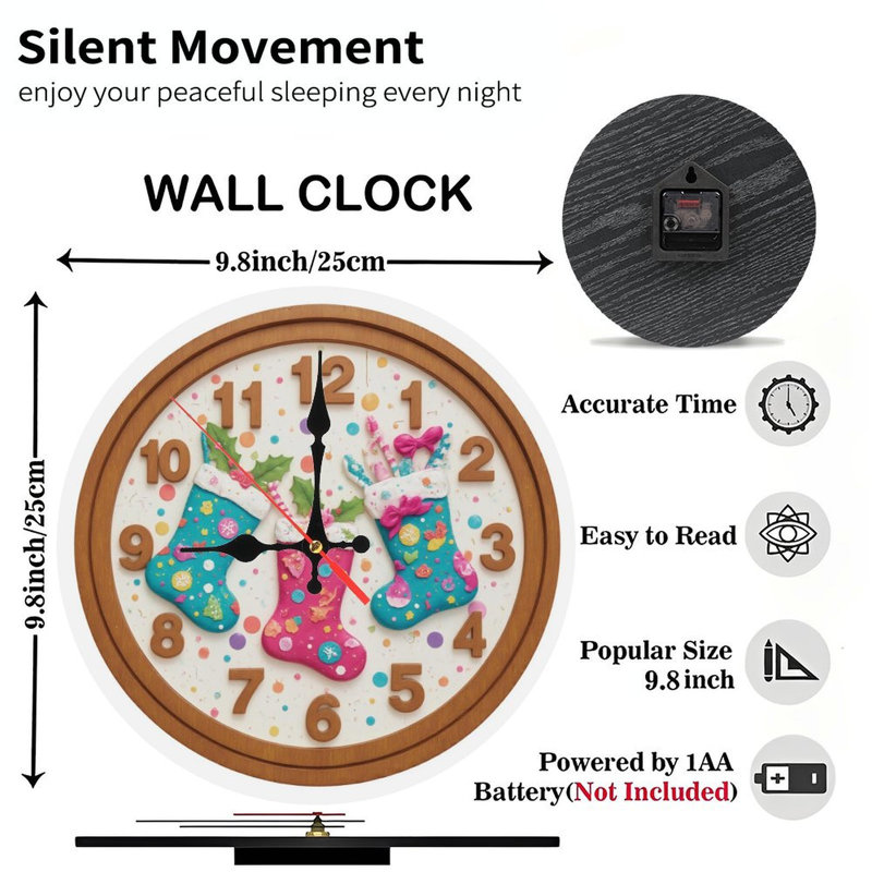 Bas de Noël-Décoration-Cadran-Horloge