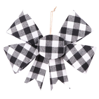 7" Plaid Bow Ornament