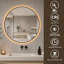 Miroir de salle de bain rond en aluminium noir de 61 cm (24 po) avec éclairage DEL - Miroir mural antibuée à intensité variable et 3 températures de couleur