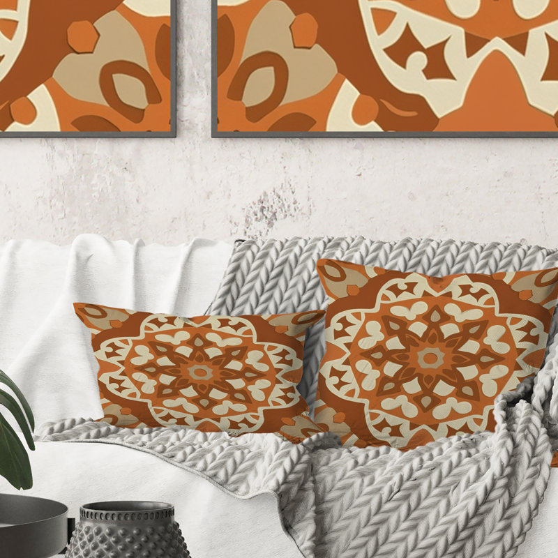 Moroccan Tiles In Earth Tones III - Coussin décoratif à imprimé abstrait
