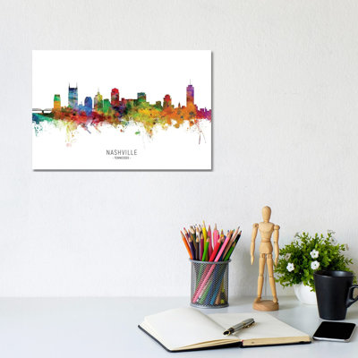 «Nashville Tennessee Skyline» par Michael Tompsett - peinture sur toile tendue