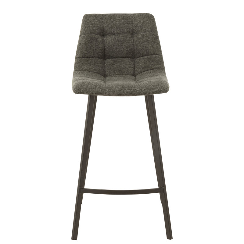 Daishanae Upholstered Bar Stool with Steel Frame, Dark Grey