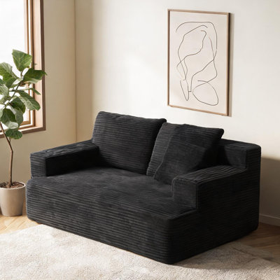 Corduroy Upholstered Recliner with Handle Operation and Deep Seat for Living Room or Bedroom Comfort