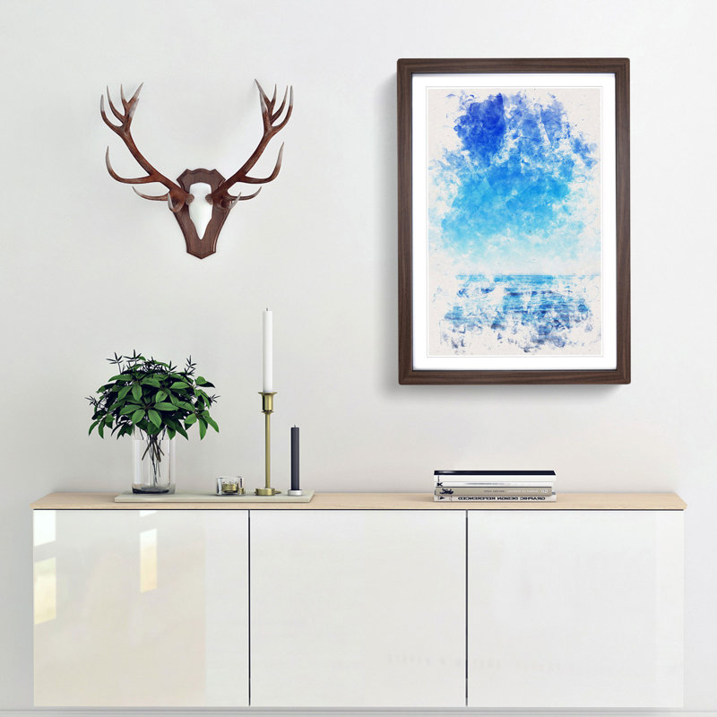 Ocean View in South Africa - Picture Frame Painting Print, 33cm H x 24cm W x 2cm D, Walnut Framed