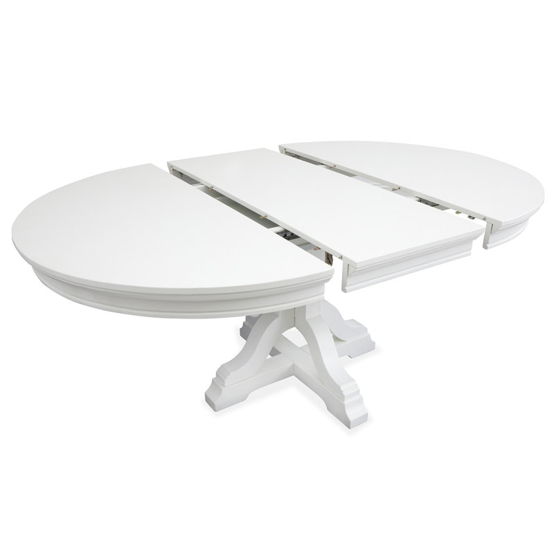 Monti White Extendable 48" Round Dining Table, White