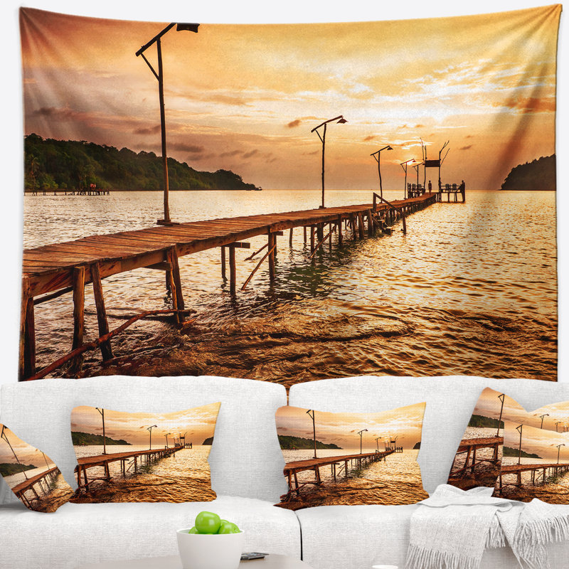 Tapisserie paysage marin sur la mer brune, H 32 po x l 39 po